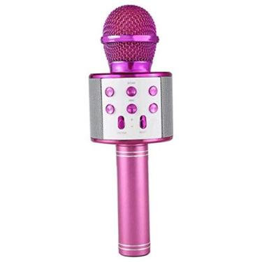 Imagem de Microfone karaokê Sem Fio Rosa Portátil Player De Pink Karaokê - BR
