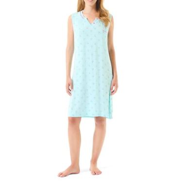Imagem de Camisola Feminina Estampada Macia com Decote Verde Lohe, Verde, XG