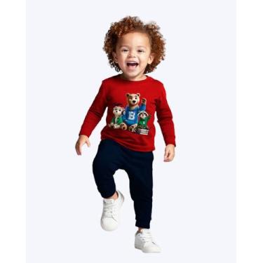 Imagem de Conjunto Moletom Bichinhos Infantil Masculino Kyly P1001575, Vermelho,