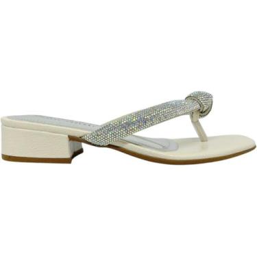 Imagem de Tamanco Dedo Feminino Dia a Dia Passeio Trabalho com Strass Salto Baix