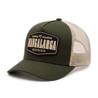 Imagem de Boné Country Trucker Mangalarga Agro Farm Fazenda Aba Curva Verde e Bege Adulto