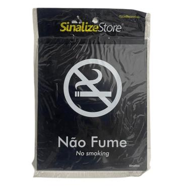 Imagem de Placa de Sinalização Não Fume 15x18cm Design Moderno Preto Sinalize