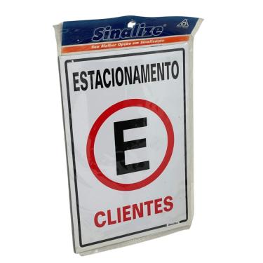 Imagem de Placa de Sinalização Estacionamento Clientes em Poliestireno 20x30cm Sinalize