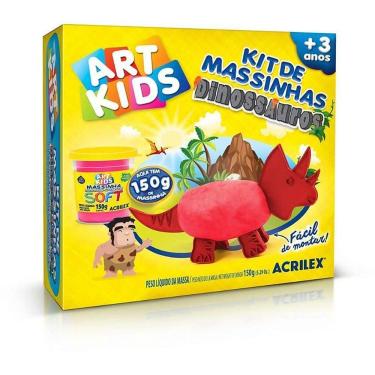Imagem de Massa de Modelar Criativa Art Kids Dinossauro 3 com Peças Plásticas 150g Vermelho Acrilex
