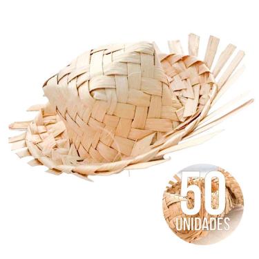 Imagem de Mini Chapéu de Palha Desfiado Festa Junina 3cm X 1.5cm Kit com 50 Unidades Extra Festas