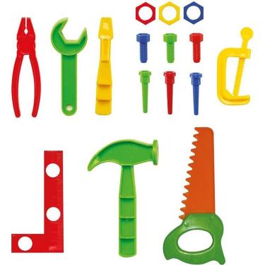 Imagem de Kit Ferramentas Brincando de Profissões 16 Peças Brinquedo Educativo Plástico Monte Líbano