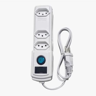 Imagem de Filtro de Linha 3 Tomadas com Fusível Bivolt Cabo 1M Branco Bright