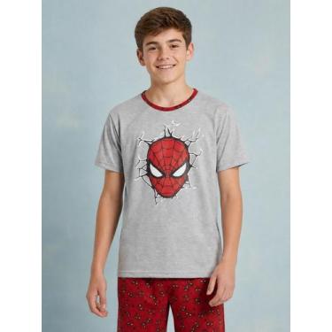 Imagem de Pijama Masculino Infanto Juvenil Super Heróis Camiseta Shorts Personag