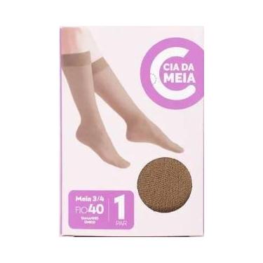 Imagem de Kit 3 Pares de Meias 3/4 Fio 40 Marca Cia da Meia 706CIA1 -, Natural, 