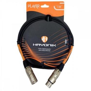 Imagem de Cabo Para Microfone Player XLR(F) x XLR(M) 1m Preto Hayonik