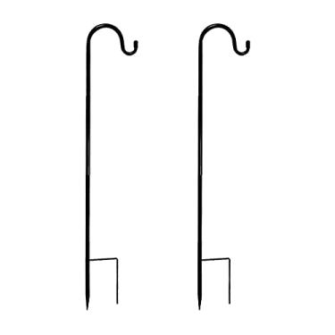 Imagem de Gancho de pastor duplo, gancho de pastor ao ar livre, gancho de pastor de 29,5" para alimentador de pássaros ao ar livre, cesta de plantas, lanterna solar, rack de cabide de plantas de jardim