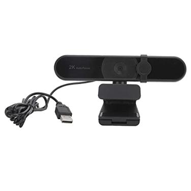 Imagem de Webcams HD 2K para PC, câmera HD 2K com microfone embutido Plug and Play USB câmera de computador com capa de lente para gravação de vídeo/chamadas/reunião online