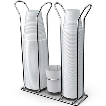 Imagem de Suporte Copo Descartável 50 80ml e 180 200ml Porta Copos Colheres Cafe Organizador Branco