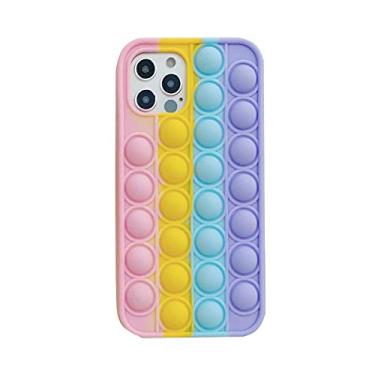 Imagem de Brinquedo de apertar com bolhas, capa de telefone sensorial Fidget para iPhone 12 Mini/iPhone 12/iPhone 12Pro Max, alivia o estresse e ansiedade, capa de telefone Fidget para homem