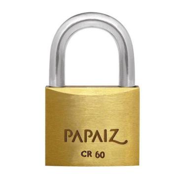 Imagem de Kit 6 Cadeado De latão Maciço Com Haste Curta Papaiz Cr 60mm