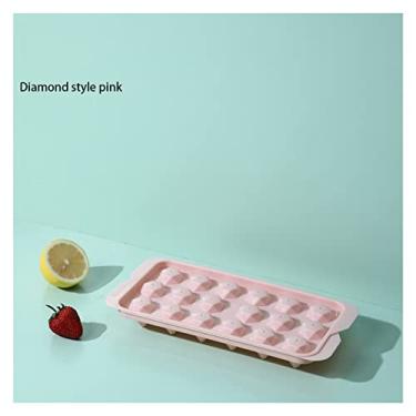Imagem de Bandeja de cubo de gelo molde de cubo de gelo bandeja redonda com tampa geladeira de plástico esférico diy molde máquina de bola de gelo ferramenta de cozinha molde de cubo de gelo (cor: rosa diamante)