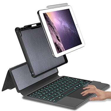 Imagem de eoso Capa com teclado para iPad 9.7 para iPad 6ª geração 2018 - iPad 5ª geração 2017 - iPad Pro 9,7 - retroiluminação colorida para iPad Air 2-7, capa fina removível para touchpad com suporte para