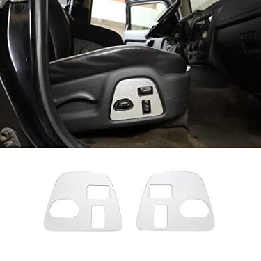 Imagem de PIUGILH Capa de acabamento do painel do interruptor de ajuste do assento frontal Liga de alumínio Acessórios interiores Capa de acabamento para Hummer H3 2005-2009, 2 peças