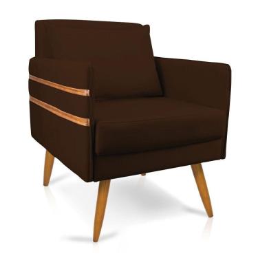 Imagem de Poltrona Mari Suede Pés Palito Castanho - D`Rossi Marrom