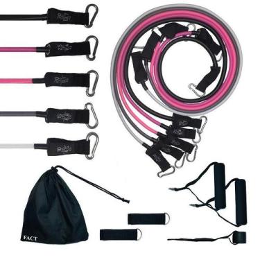 Imagem de Kit Tubing Elástico 11 Itens - Treinamento Funcional Pilates - Fact