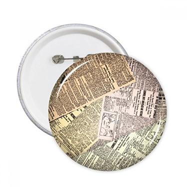 Imagem de Jornal veias padrão fundo alfinetes redondos crachá botão decoração acessório 5 peças