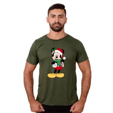 Imagem de Camiseta Manga Curta De Natal Mickey Estampa Fofo Masculino - Mtc