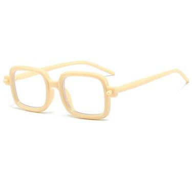 Imagem de Óculos de Sol Quadrado Feminino Masculino Óculos de Sol Punk Pequeno Feminino Moda Óculos UV400 Óculos de Condução, Bege, Transparente, Tamanho Único