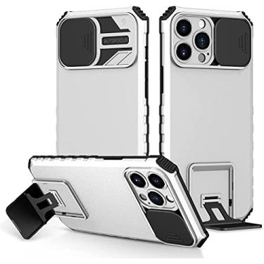 Imagem de IOTUP Capa para iPhone 13/13 Mini/13 Pro/13 Pro Max, capa protetora resistente à prova de choque de corpo inteiro com suporte com capa de câmera deslizante (cor: branco, tamanho: 13pro 6,1 polegadas)