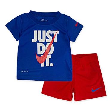 Imagem de Conjunto de duas pe as de camiseta e short de manga curta Dri-Fit para meninos da Nike (infantil), University Red(86f026-u10)/White, 4