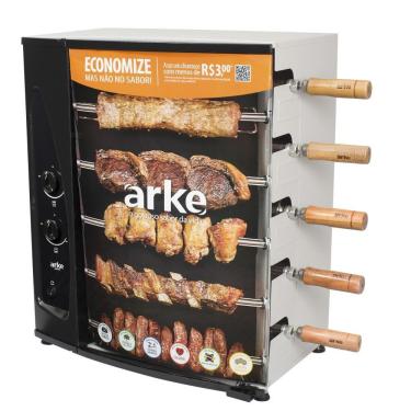 Imagem de Churrasqueira a Gás Com 5 Espetos Giratórios Assador Rotativo Bivolt Aço Carbono GLP Ar...