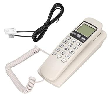 Imagem de Telefone de Parede Com Fio, Função de Rediscagem Durável Identificador de Chamadas Telefone Fixo Multifuncional Flexível Portátil para Casa (Branco)