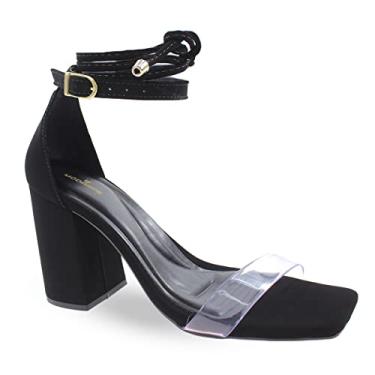 Imagem de Sandália Modarpe Salto Bloco Grosso Vinil Feminina B17 Cor:Preto;Tamanho:38