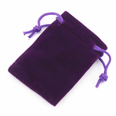 Imagem de AEAOA Sacos de presente, pacote com 25 peças de bolsas de joias de veludo com cordão de 7 x 5 cm, para doces, broches, joias, lembrancinhas de festa de aniversário (Roxo)