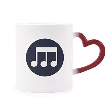 Imagem de Caneca de grés com notas musicais preta sensível ao calor vermelha que muda de cor