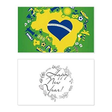 Imagem de Pedido em forma de coração Mapas do Brasil Ano Novo Festival Cartão de felicitações Bless Mensagem presente