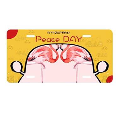 Imagem de DIYthinker Placa de carro para amantes de casais flamingo, etiqueta decoração de carro, dia da paz