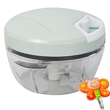 Imagem de Mini Processador e Triturador de Alimentos Manual 3 Lâminas Verde + Gancho Parede CBRN17881