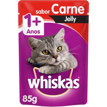 Imagem de Ração Úmida Whiskas Sachê Carne Jelly para Gatos Adultos - 85 g