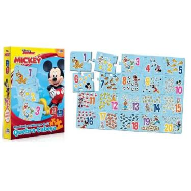 Imagem de Quebra Cabeça Disney Mickey Montando Os Números 01 A 20 - Toyster
