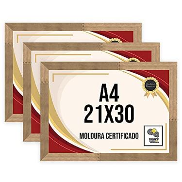 Imagem de Kit 3 Porta Certificados 21x30 Moldura A4 para Certificado Foto Parede Natural Tingido