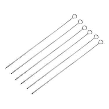 Imagem de Kit 6 Espetos Inox 30 Cm Para Churrasco Espetinho Assar Carne Frango Legumes Vegetais