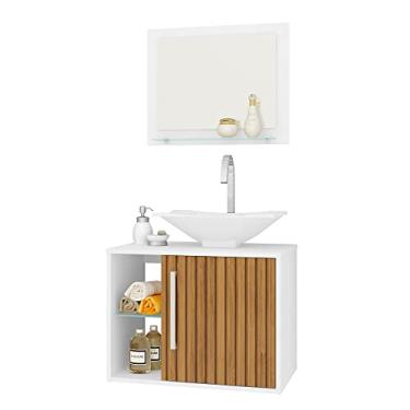 Imagem de Conjunto Para Banheiro Gabinete com Cuba E Espelho Baden B02 Branco Ripado - Lyam Decor