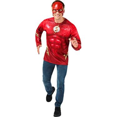 Imagem de Rubie's Camiseta masculina DC: The Flash Movie Costume Top e máscara, como mostrado, grande, Conforme mostrado., G