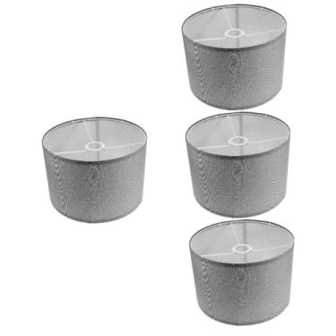 Imagem de DOITOOL 4 Pcs Abajur De Tecido Candeeiro De Mesa Abajur Lâmpada De Barril Abajures Vintage Lâmpada De Artesanato Abajur Sino Lâmpada Pequena Abajur Lustre Serapilheira Metal Ar Livre E27