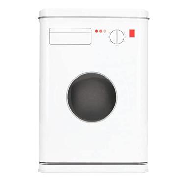 Imagem de Recipiente para pó de Lavanderia, Design de Aparência de Máquina de Lavar Recipiente de pó para Lavanderia Folha de Flandres de Grande Capacidade Recipiente de Caixa de Armazenamento de Grânulos de (Branco)