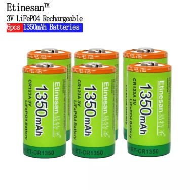 Imagem de Etinesan-Bateria Recarregável Li-ion  3V 1350mAh  CR123A  CR 123A  LiFePO4  Corrente de Descarga 10A