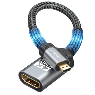 Imagem de JSAUX Adaptador Micro HDMI para HDMI, 4K@60Hz HDR 3D Dolby 18Gbps, compatível com Raspberry Pi 5/Pi 4/Go Pro Hero/Nikon/Canon/Sony e outras câmeras-cinza