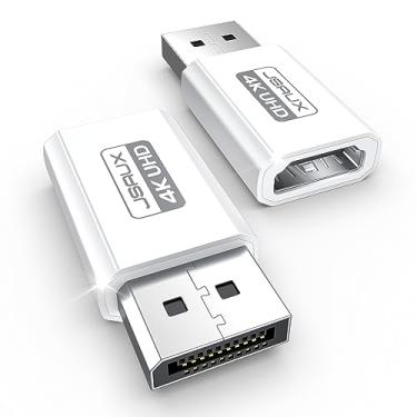 Imagem de Pacote com 2 adaptadores DisplayPort 4K para HDMI, JSAUX DP PC para monitor HDMI, conversor de vídeo UHD 2K@120Hz, 4K@30 DP para HDTV macho para fêmea, adaptador unidirecional compatível com Dell