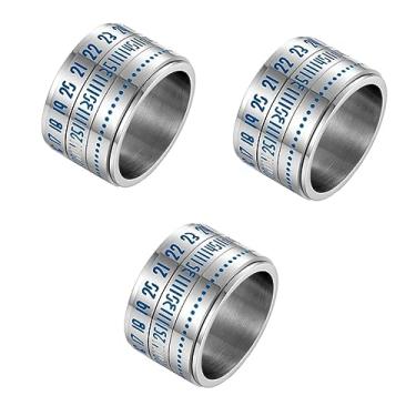 Imagem de TENDYCOCO 3 Pecas anel de aço titânio carta anel de dedo anel para homens anéis masculinos anéis para homens anel de número arábico homens anel luminoso árabe joalheria Girar