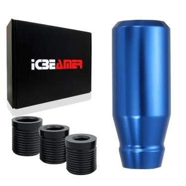 Imagem de ICBEAMER Botão de câmbio de alumínio azul, ajuste automático e veículos de transmissão manual de 4, 5 e 6 velocidades, alavanca de câmbio de engrenagem do carro interior, peças de reposição automotivas, 1 peça